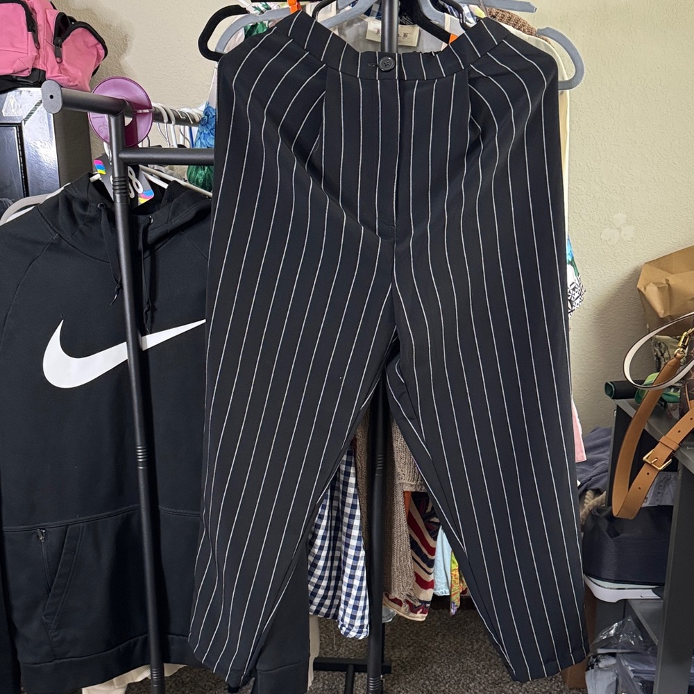 Stylish Black Pinstripe Trousers